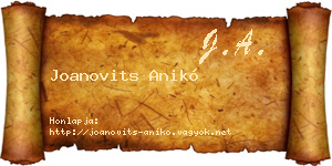 Joanovits Anikó névjegykártya